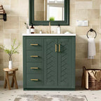 Meuble-lavabo de salle de bains de 30 po à lavabo simple, avec armoire et 3 tiroirs – noir / bleu / vert / indigo / blanc