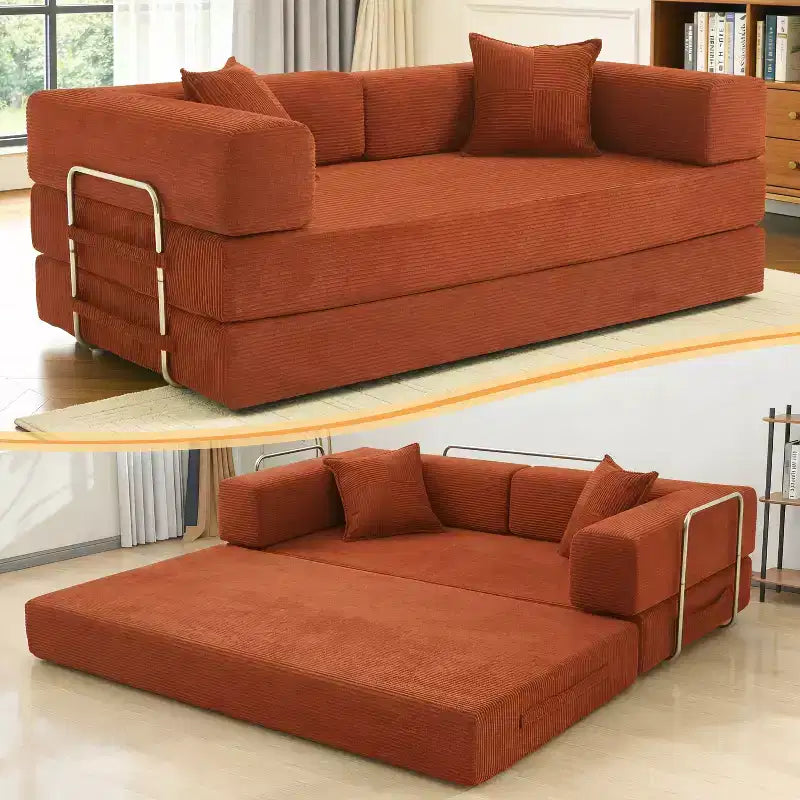 Dyonery 78 opvouwbare slaapbank, corduroy bank, kingsize vloerslaapbank, 4-in-1 doe-het-zelf modulaire combinatiebank, uitklapbaar, comfortabele bank.