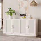 Set da 3 credenze contenitore con ante in rattan e ripiani regolabili - 93Lx31H