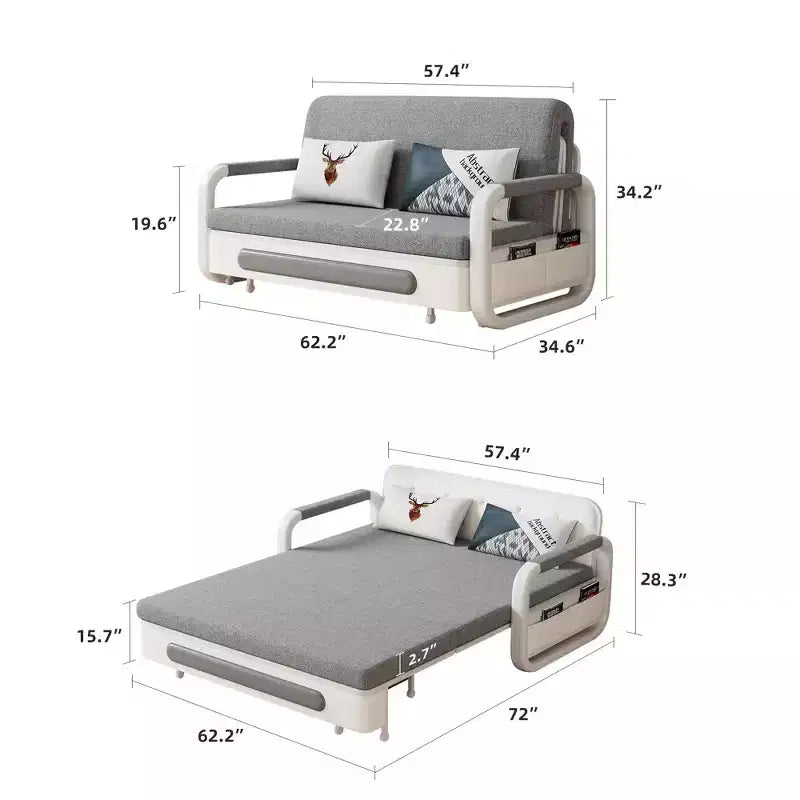 Divano letto moderno Luck Live da 62,2 pollici con contenitore multifunzionale