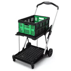 Carrelli pieghevoli per la spesa a 2 livelli, portata di 198 libbre, carrello portaspesa pieghevole e portatile con ruote e cassa rimovibile per centro commerciale e mercato, blu