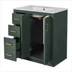 Meuble-lavabo de salle de bains de 30 po à lavabo simple, avec armoire et 3 tiroirs – noir / bleu / vert / indigo / blanc