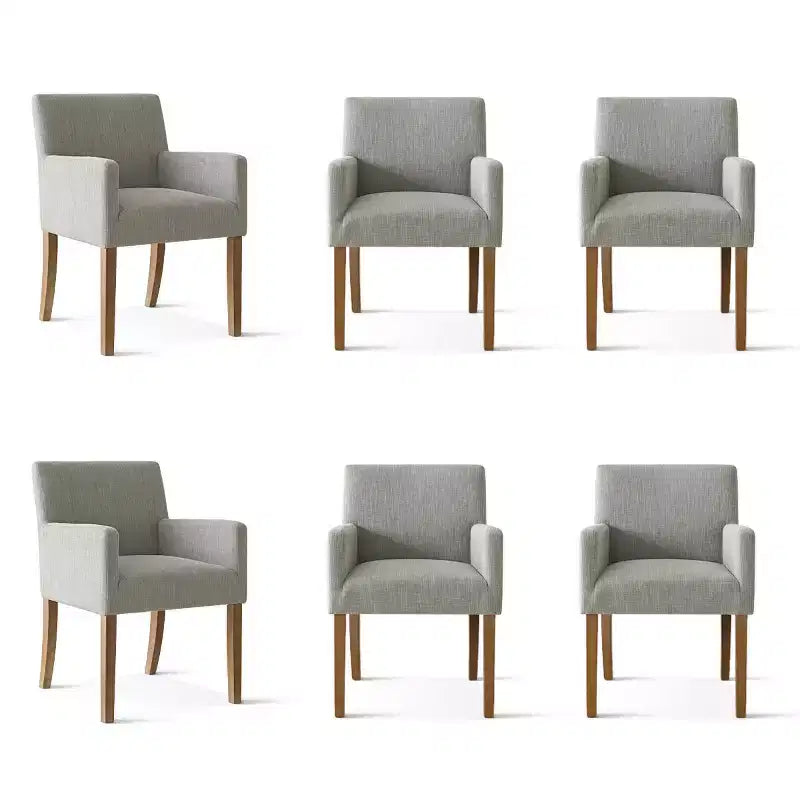 6er-Set gepolsterte Esszimmerstühle mit Armlehnen, moderne Leinen-Sessel mit Holzbeinen, Akzentstühle für Esszimmer und Wohnzimmer – Panipeachy