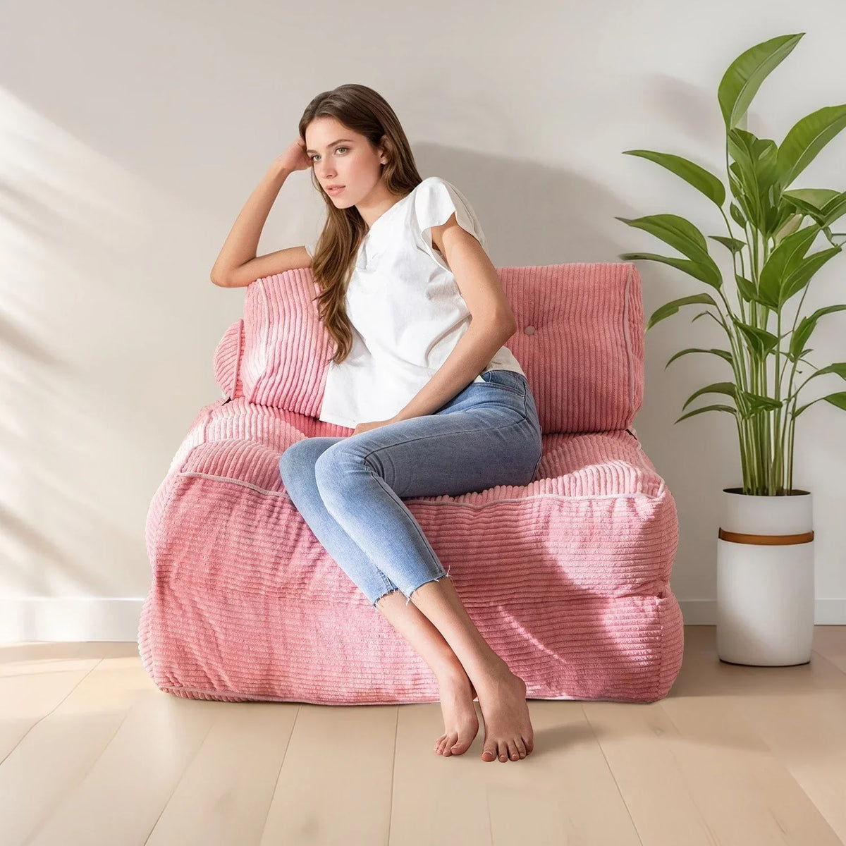 8 Cord-Sofa zum Zusammenklappen, Schlafsofa, Einzel