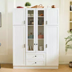 Dispensa da cucina indipendente Whisen alta 71', grande mobile contenitore per sala da pranzo con credenza e buffet a 6 ante, ripiani regolabili