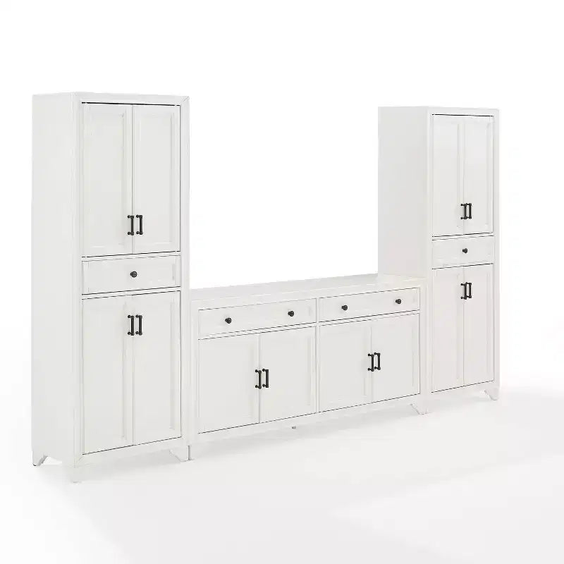 3-teiliges Tara-Sideboard- und Vorratsschrank-Set im Used-Look – Crosley