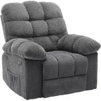 Sillón reclinable manual de tela transpirable y ergonómica con bolsillos laterales, sofá individual, adecuado para la sala de estar o el dormitorio