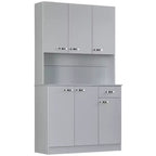 Armario despensa de cocina 71, armario alto de almacenamiento con soporte para microondas, alacena de cocina moderna, 3 estantes ajustables para sala de estar y comedor