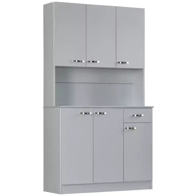 Dispensa da cucina 71, mobile contenitore alto con supporto per microonde, credenza moderna da cucina, 3 ripiani regolabili per soggiorno e sala da pranzo
