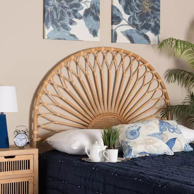 Testiera del letto in rattan naturale, marrone