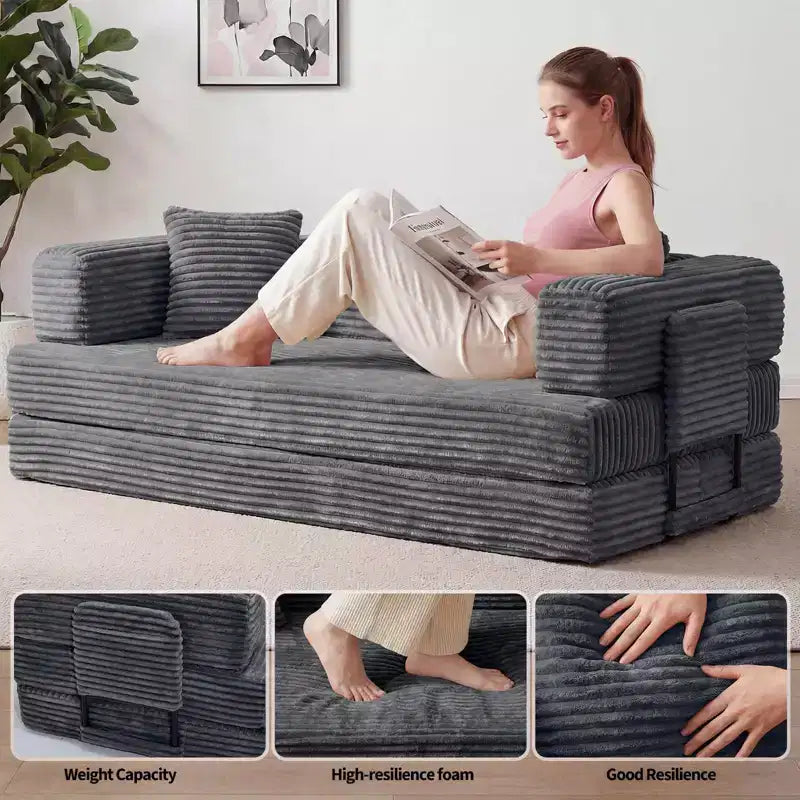 80.7 καναπές-κρεβάτι 5-σε-1 Convertible Sleeper - Κοτλέ, 1200 lbs, Χωρίς συναρμολόγηση