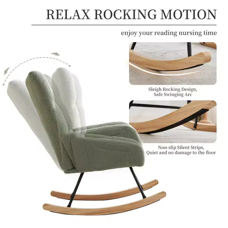 Mecedora para bebé, sillón balancín deslizante para lactancia para la sala de estar, cómodos sillones decorativos para dormitorio, sillones de interior tapizados en felpa tipo teddy
