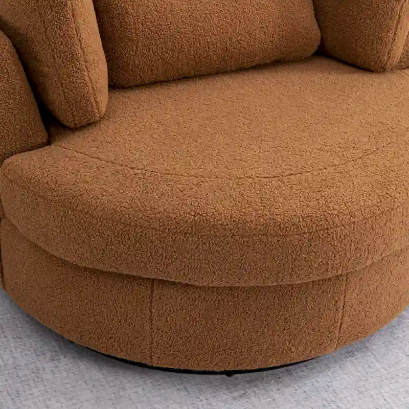 Sillón decorativo giratorio tapizado de 42.3W con 4 cojines y otomana de almacenamiento en forma de media luna