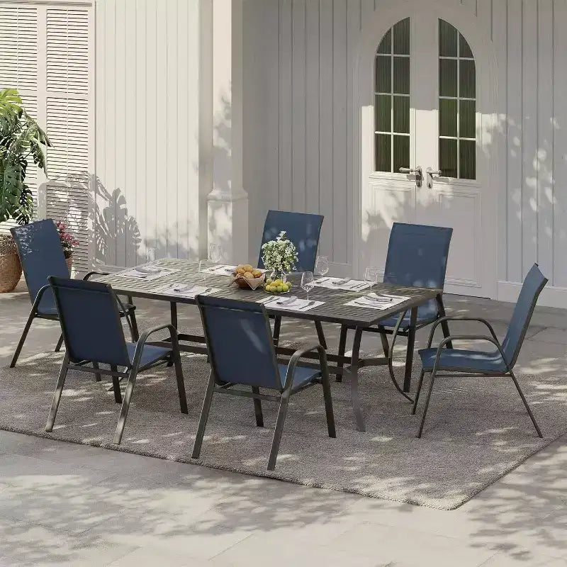 Sillas de patio, juego de 4/6 sillas de comedor apilables para exteriores, ligeras y resistentes a todo tipo de clima, de textileno, con reposabrazos, para jardín y zona de piscina