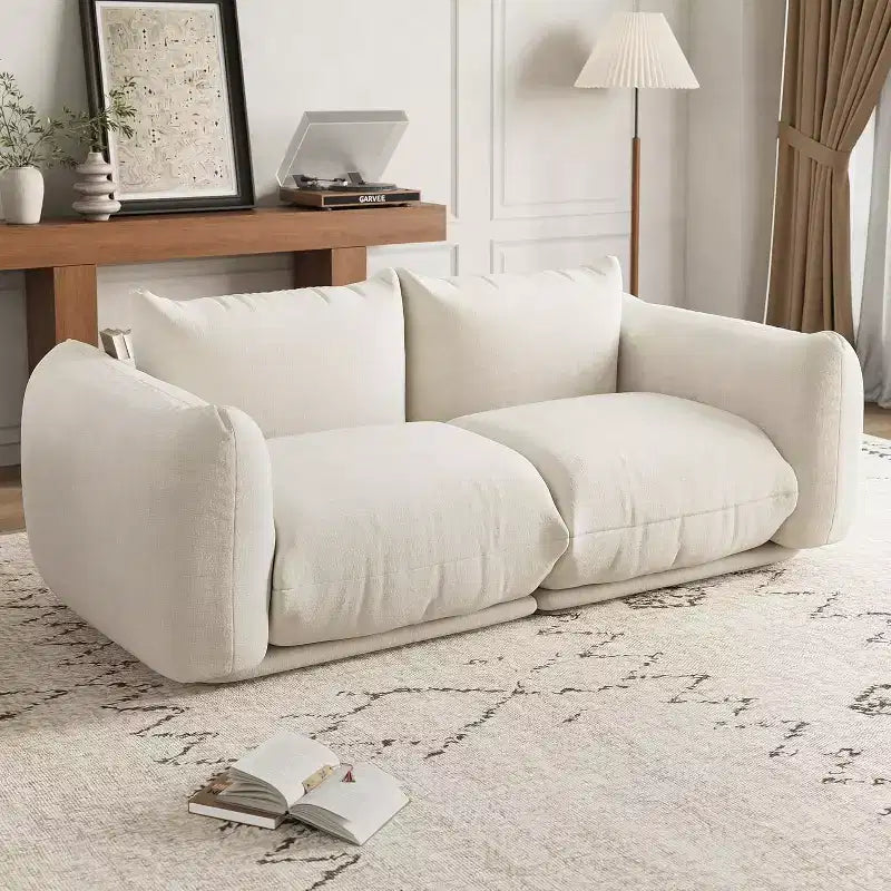 Divano modulare a due posti in tessuto chenille, divano nuvola a 2 posti con schiuma altamente elastica, divano senza struttura per piccoli spazi