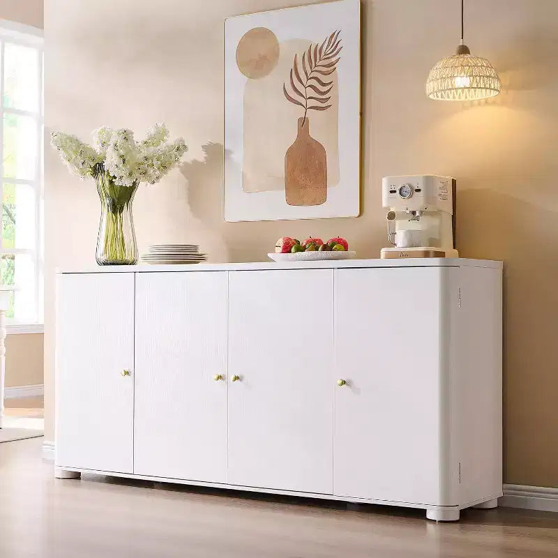 Aparador de cocina con 4 puertas y estantes, aparador moderno grande para almacenamiento, aparador bar para café de 66 pulgadas
