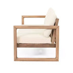 Set di mobili da giardino in legno di acacia, set da esterno con tavolino da caffè e morbidi cuscini per cortile, portico e balcone, beige - Merax