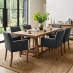 6er-Set gepolsterte Esszimmerstühle mit Armlehnen, moderne Leinen-Sessel mit Holzbeinen, Akzentstühle für Esszimmer und Wohnzimmer – Panipeachy