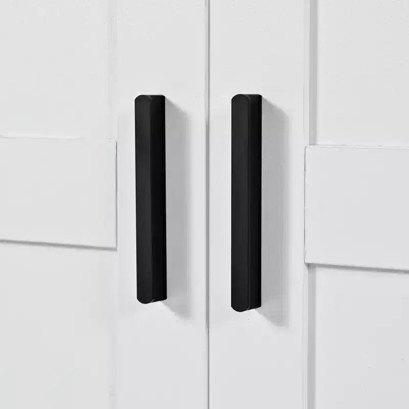 Despensa de cocina independiente de 77 pulgadas de alto, armario de almacenamiento estilo granja con estantes ajustables, estantes en las puertas, cajones y botelleros - ModernLuxe
