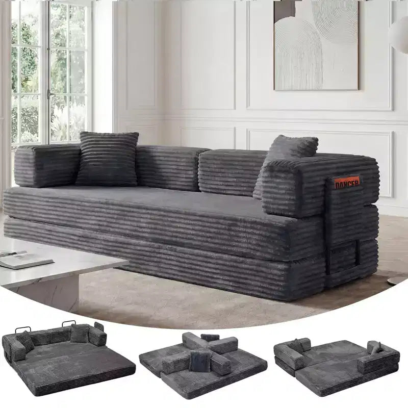 80.7 καναπές-κρεβάτι 5-σε-1 Convertible Sleeper - Κοτλέ, 1200 lbs, Χωρίς συναρμολόγηση