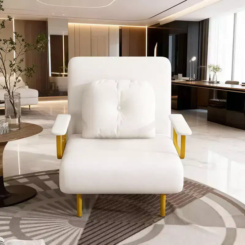 Divano letto pieghevole 3-in-1, poltrona trasformabile con schienale regolabile in 5 posizioni e cuscino, letto salvaspazio per soggiorno, camera da letto e ufficio (bianco)