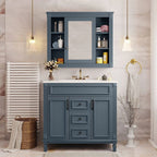 Meuble-lavabo moderne de salle de bains de 36 po avec vasque sur plan, armoire à miroir, 2 portes et 2 tiroirs