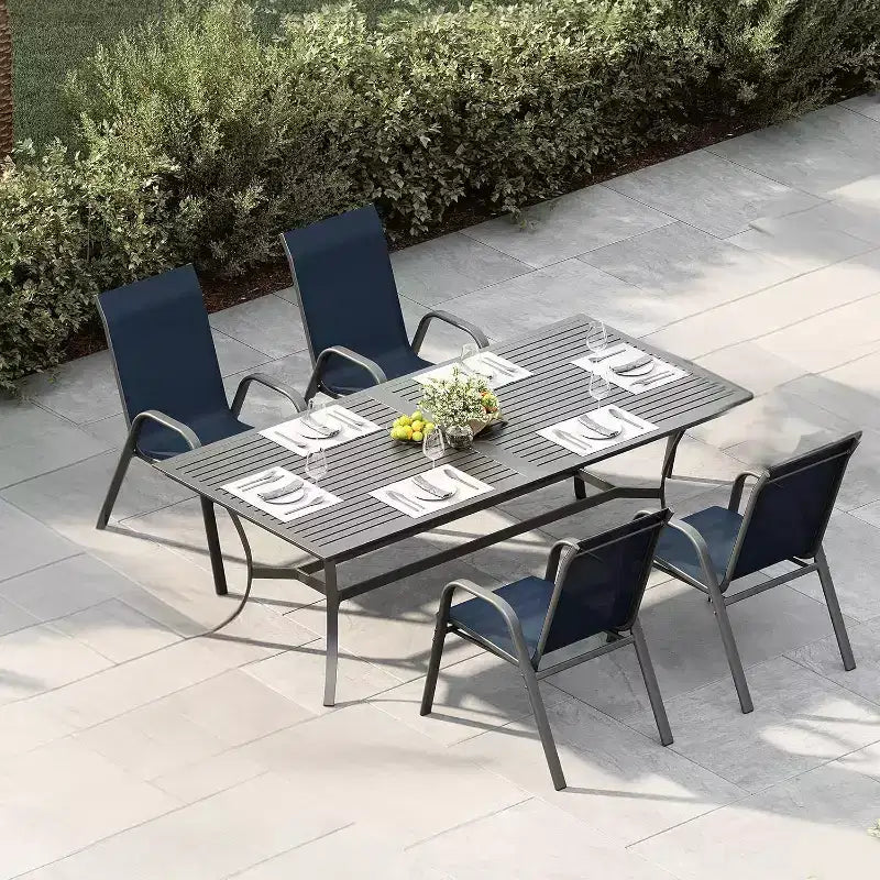 Sillas de patio, juego de 4/6 sillas de comedor apilables para exteriores, ligeras y resistentes a todo tipo de clima, de textileno, con reposabrazos, para jardín y zona de piscina