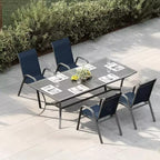 Sillas de patio, juego de 4/6 sillas de comedor apilables para exteriores, ligeras y resistentes a todo tipo de clima, de textileno, con reposabrazos, para jardín y zona de piscina