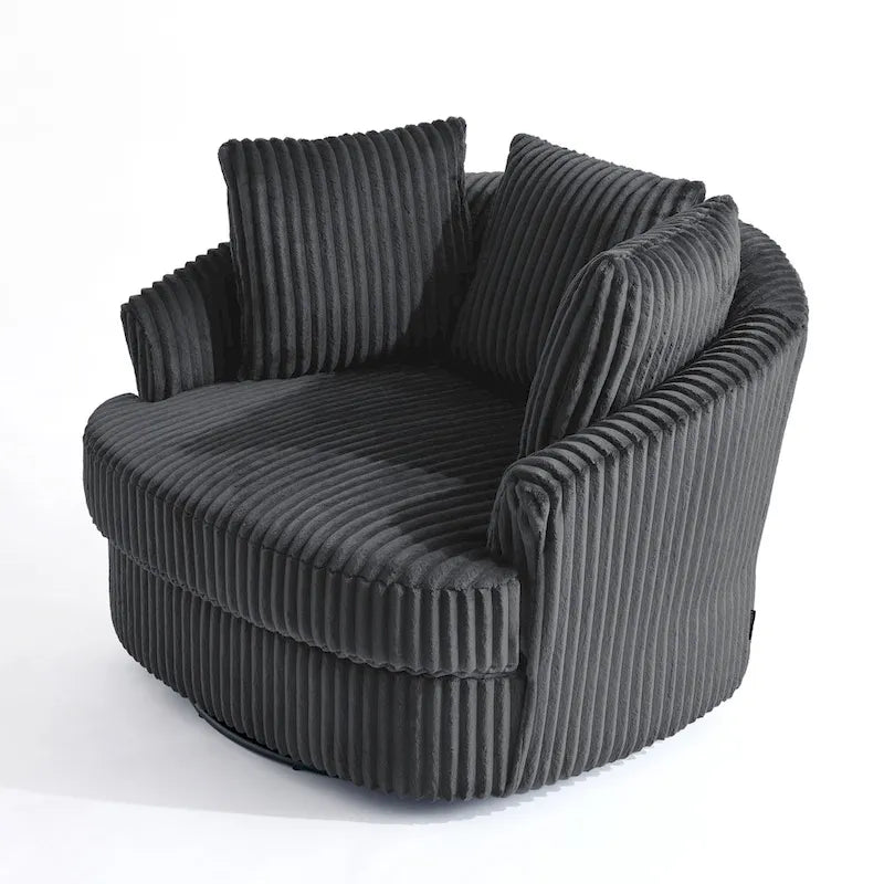 Set di 2 poltrone girevoli a conchiglia oversize da 43 W in morbido velluto a coste con cuscini