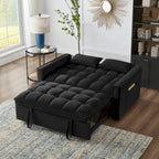 Divano letto loveseat 4 in 1 con braccioli e tasche portaoggetti, divano letto estraibile trapuntato multifunzione con schienale regolabile