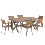 7-teiliges ausziehbares Esszimmer-Set mit ausziehbarem Tisch und 6 Armlehnstühlen