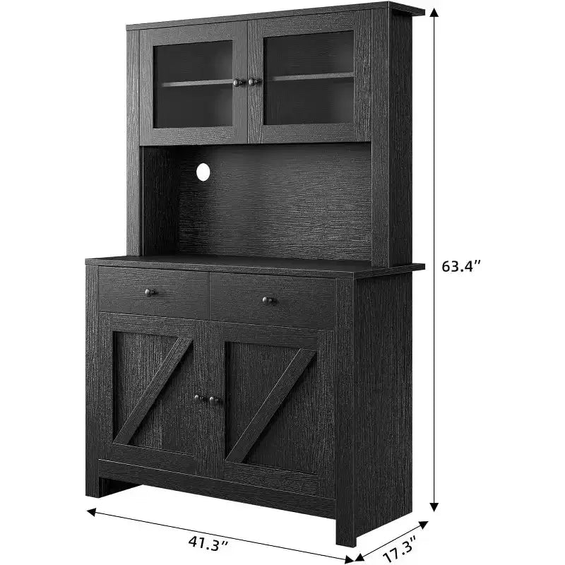 Keukenkast met voorraadruimte en magnetronstandaard, buffetkast met verstelbare planken voor de keuken en eetkamer