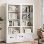 64 H boekenkasten en boekrekken, boekenkast met 3 opbergladen, 4 niveaus, dubbelbrede open planken, voor kantoor en woonkamer