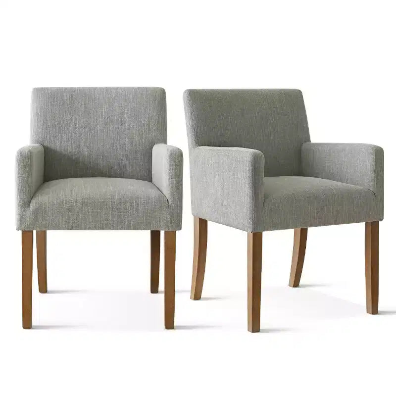6er-Set gepolsterte Esszimmerstühle mit Armlehnen, moderne Leinen-Sessel mit Holzbeinen, Akzentstühle für Esszimmer und Wohnzimmer – Panipeachy