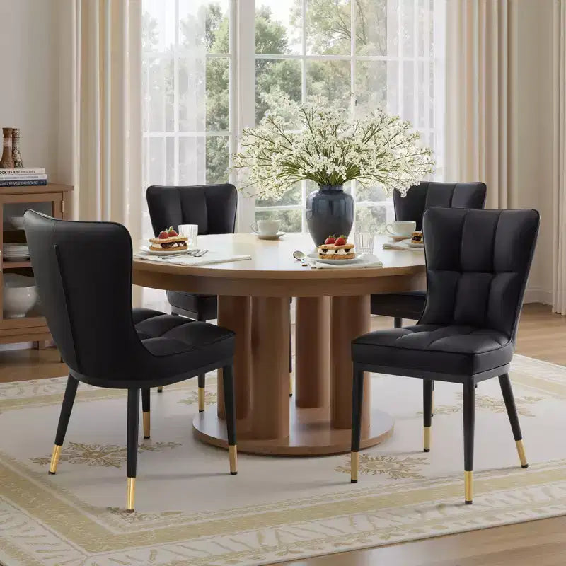 Set di 6 sedie da sala da pranzo Bekrvio, moderne, con seduta imbottita in finta pelle e schienale alto, gambe in metallo, senza braccioli, per cucina e soggiorno