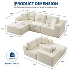Sofá moderno 108, sofá tapizado de 3 plazas en forma de L con cojines, asiento profundo, no requiere montaje