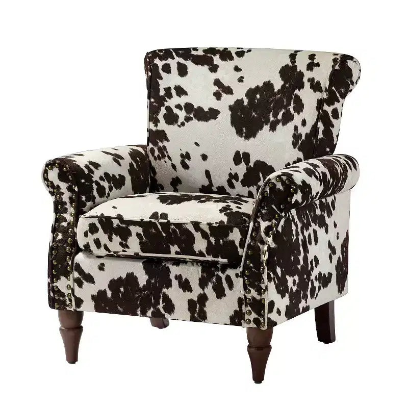 Poltrona tradizionale Araceli in legno, rivestita con motivo floreale, con schienale alto e bordatura a borchie| ART OF LIVING DESIGNS