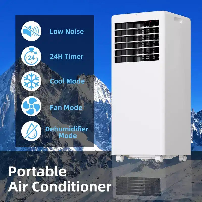 Tragbare Klimaanlage mit 8K BTU – 3-in-1-Kühlung, Entfeuchtung und Ventilator für 350 sq ft mit Schlafmodus und 1 Jahr Garantie