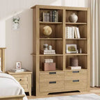 Libreria alta 72 con 4 cassetti, scaffale contenitore indipendente in stile rustico per camera da letto, soggiorno e ufficio domestico