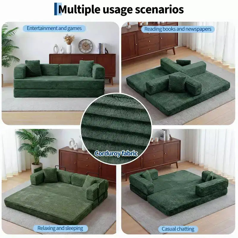 80.7 καναπές-κρεβάτι 5-σε-1 Convertible Sleeper - Κοτλέ, 1200 lbs, Χωρίς συναρμολόγηση
