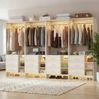 Set Besiost di 4 organizzatori per armadio con cassetti in legno e aste appendiabiti