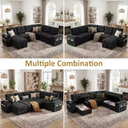 Divano componibile letto modulare Dyonery 112 con letto estraibile, divano componibile a U con contenitore, sedute extra larghe e profonde per il soggiorno