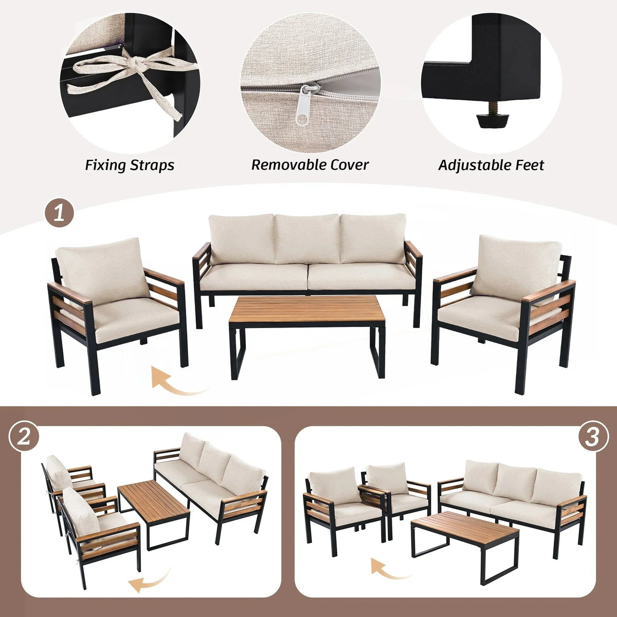 4-teiliges Outdoor-Sofa-Set