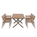 7-teiliges ausziehbares Esszimmer-Set mit ausziehbarem Tisch und 6 Armlehnstühlen