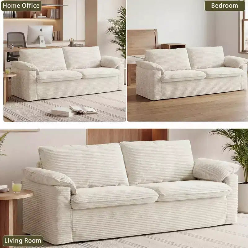 Dwuosobowa sofa Dyonery 86 Cloud, głębokie siedzisko, szerokie podłokietniki z poduszkami, solidna rama, przewiewna ergonomiczna konstrukcja