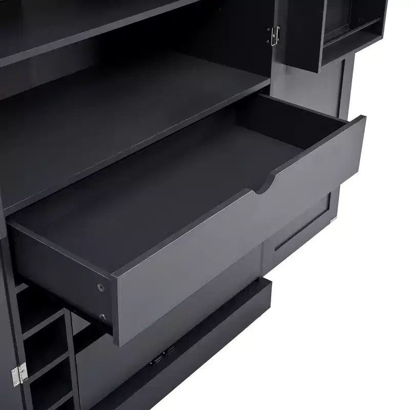 Despensa de cocina independiente de 77 pulgadas de alto, armario de almacenamiento estilo granja con estantes ajustables, estantes en las puertas, cajones y botelleros - ModernLuxe