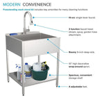Lavatoio e supporto per lavatoio in acciaio inox, L 24 x P 22 x H 35 pollici