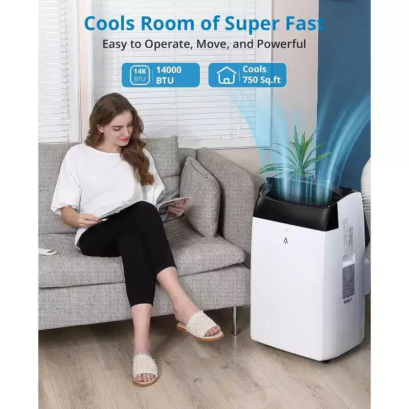 Tragbare Klimaanlage mit 14.000 BTU, 3-in-1-Klimagerät für Räume bis 750 Quadratfuß mit Luftentfeuchter