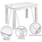 Mesa de comedor rústica Flash Furniture de pino macizo, rectangular, de 46 x 30