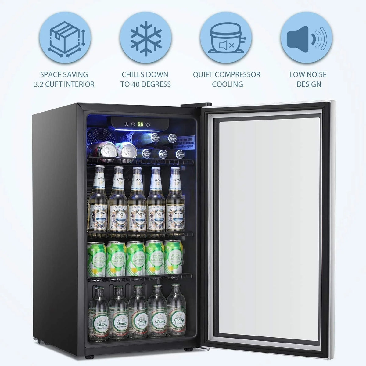 Frigorifero refrigeratore per bevande - mini frigorifero da 120 lattine con porta in vetro